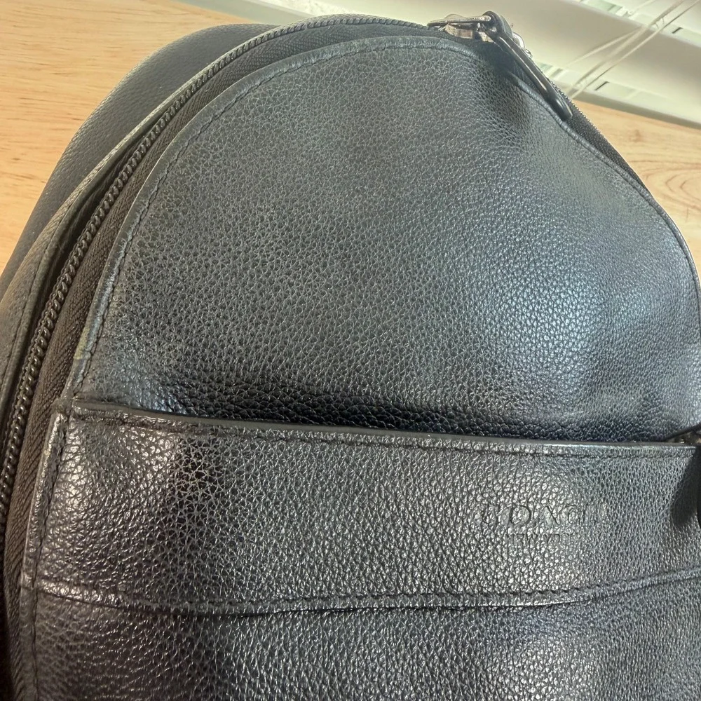 Coach Charles Sling Pack Black Leather Backpack F54770 Shoulder Crossbody Bag